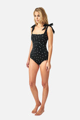 UNE PIECE-Classic Square Neck POLKA NOIR