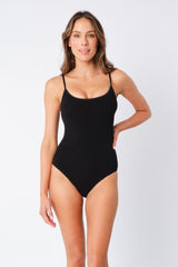 UNE PIECE-Crinkle Cut Scoop Maillot One Piece BLACK