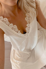 UNE PIECE-Lace Trim V-Neck Nightie IVORY