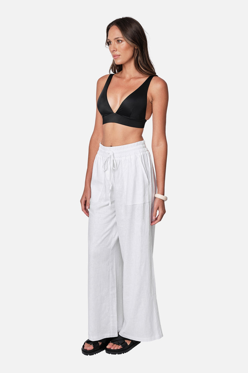 UNE PIECE-Linen Palazzo Pants WHITE