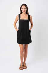 UNE PIECE-Linen Square Neck Mini Dress BLACK