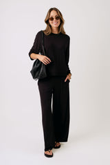 UNE PIECE-Lounge Long Sleeve Crew Neck Top BLACK