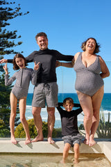 UNE PIECE-Mens Swim Shorts BLACK GINGHAM