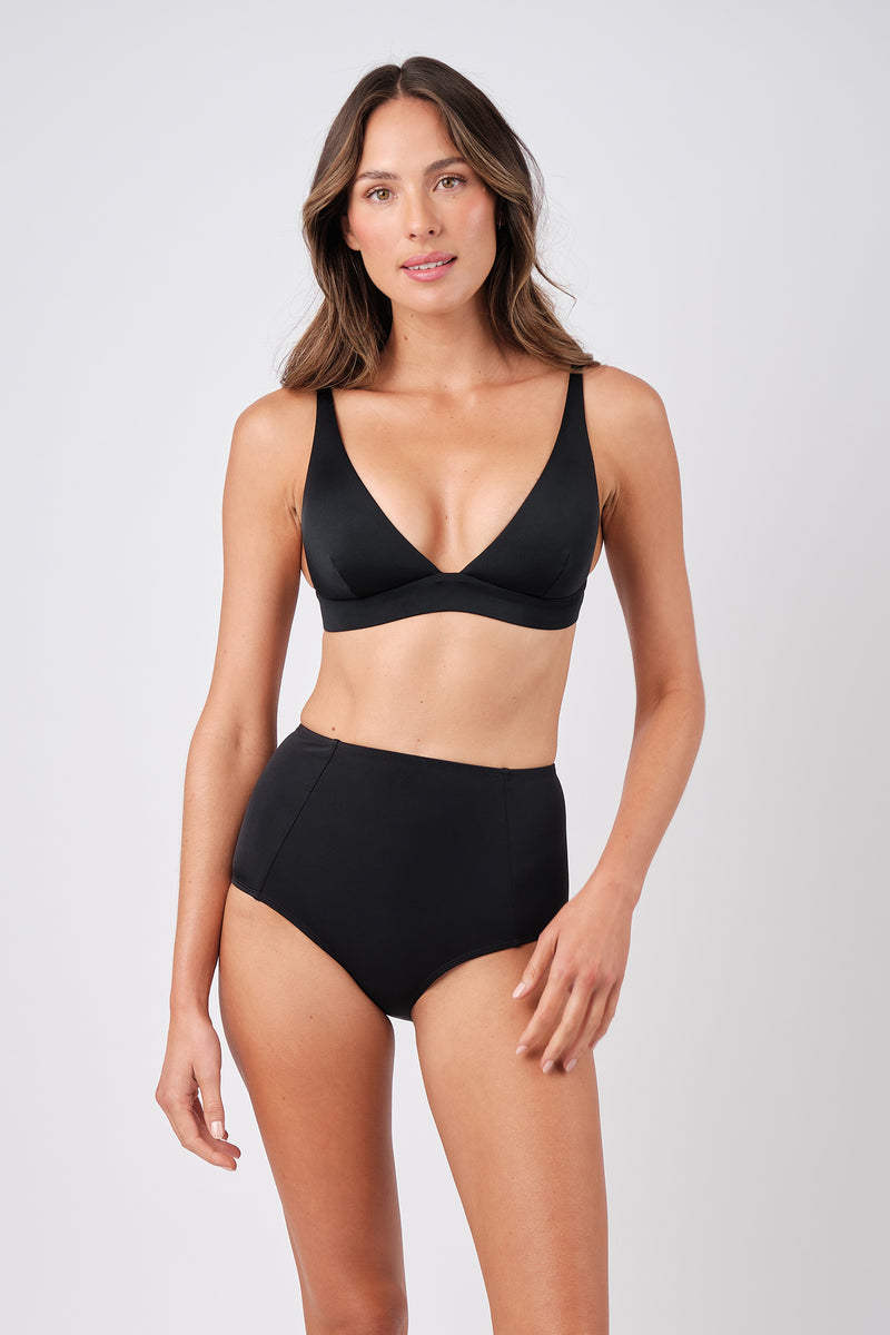UNE PIECE-Never Say Never High-Waisted Bikini Bottom BLACK