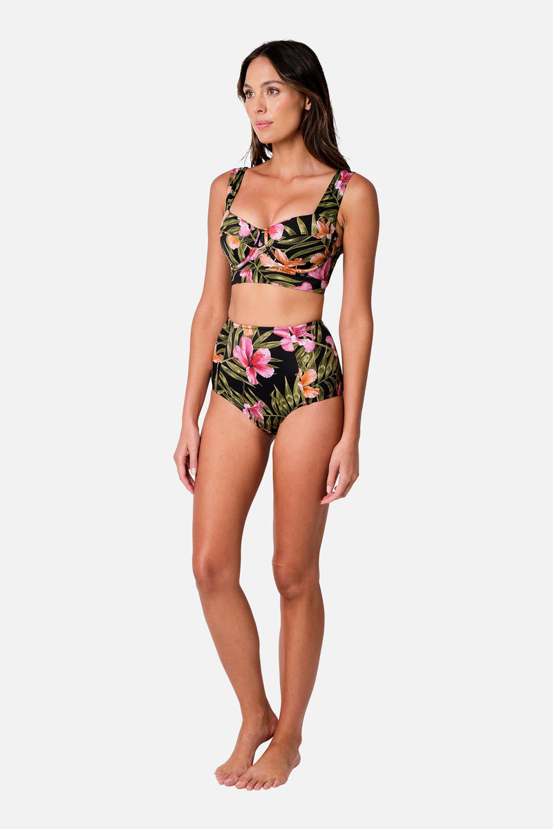 UNE PIECE-Never Say Never High-Waisted Bikini Bottom CRESCENT BLOOMS