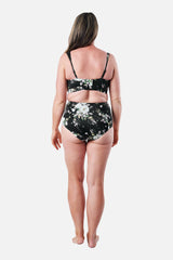 UNE PIECE-Never Say Never High-Waisted Bikini Bottom LONDON BOTANICAL BLACK