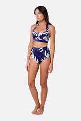 UNE PIECE-Original Bustier Balconette Bikini Bralette PALM SILHOUETTE NAVY