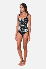 UNE PIECE-Original Bustier Balconette One Piece LONDON BOTANICAL BLACK