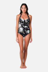 UNE PIECE-Original Bustier Balconette One Piece LONDON BOTANICAL BLACK