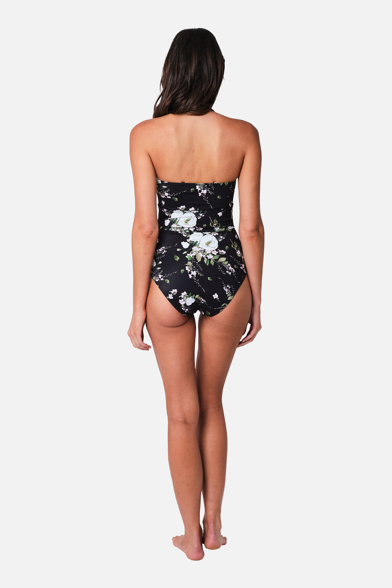 UNE PIECE-Original Bustier Balconette One Piece LONDON BOTANICAL BLACK