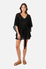 UNE PIECE-Scalloped Lace Kaftan BLACK