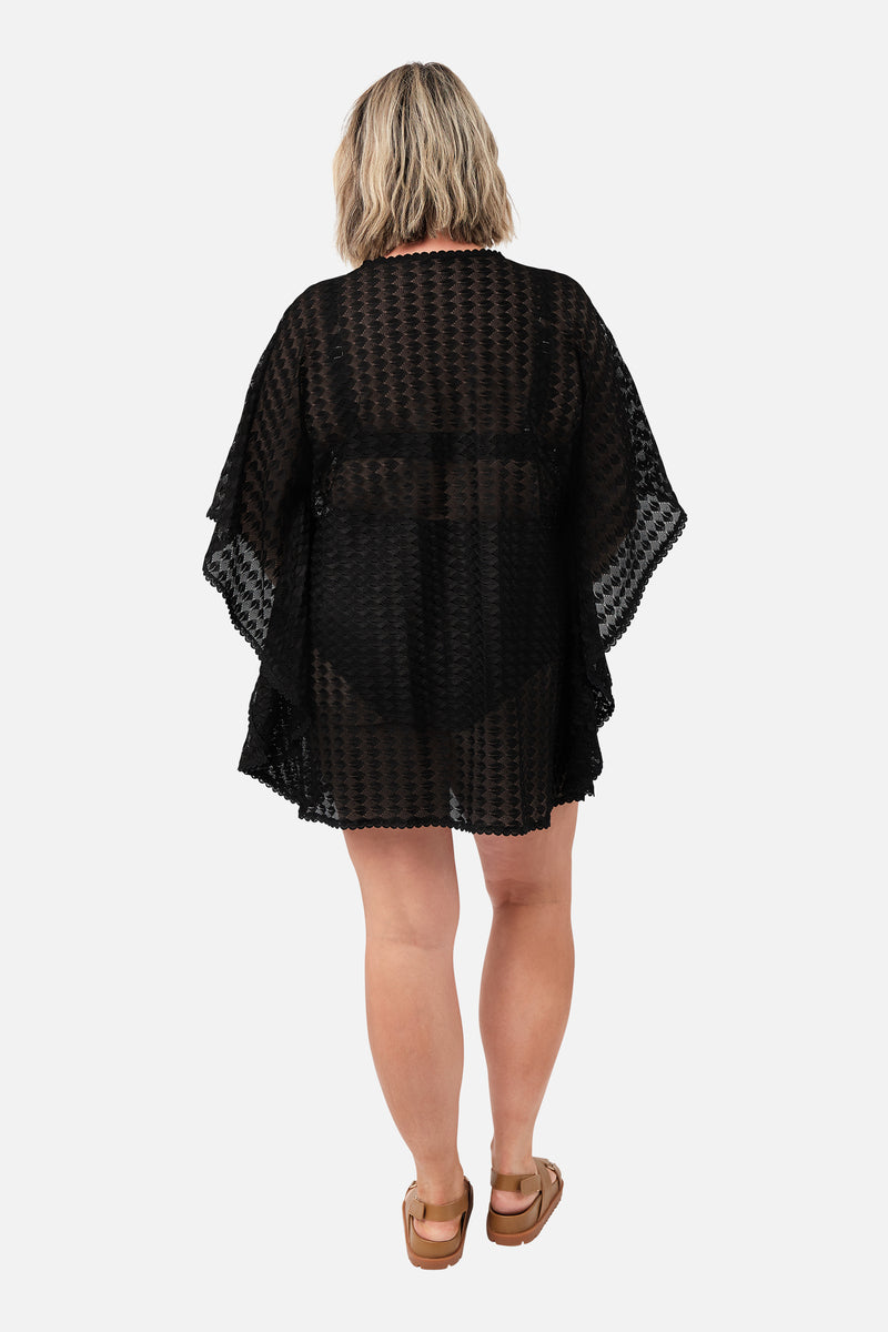 UNE PIECE-Scalloped Lace Kaftan BLACK