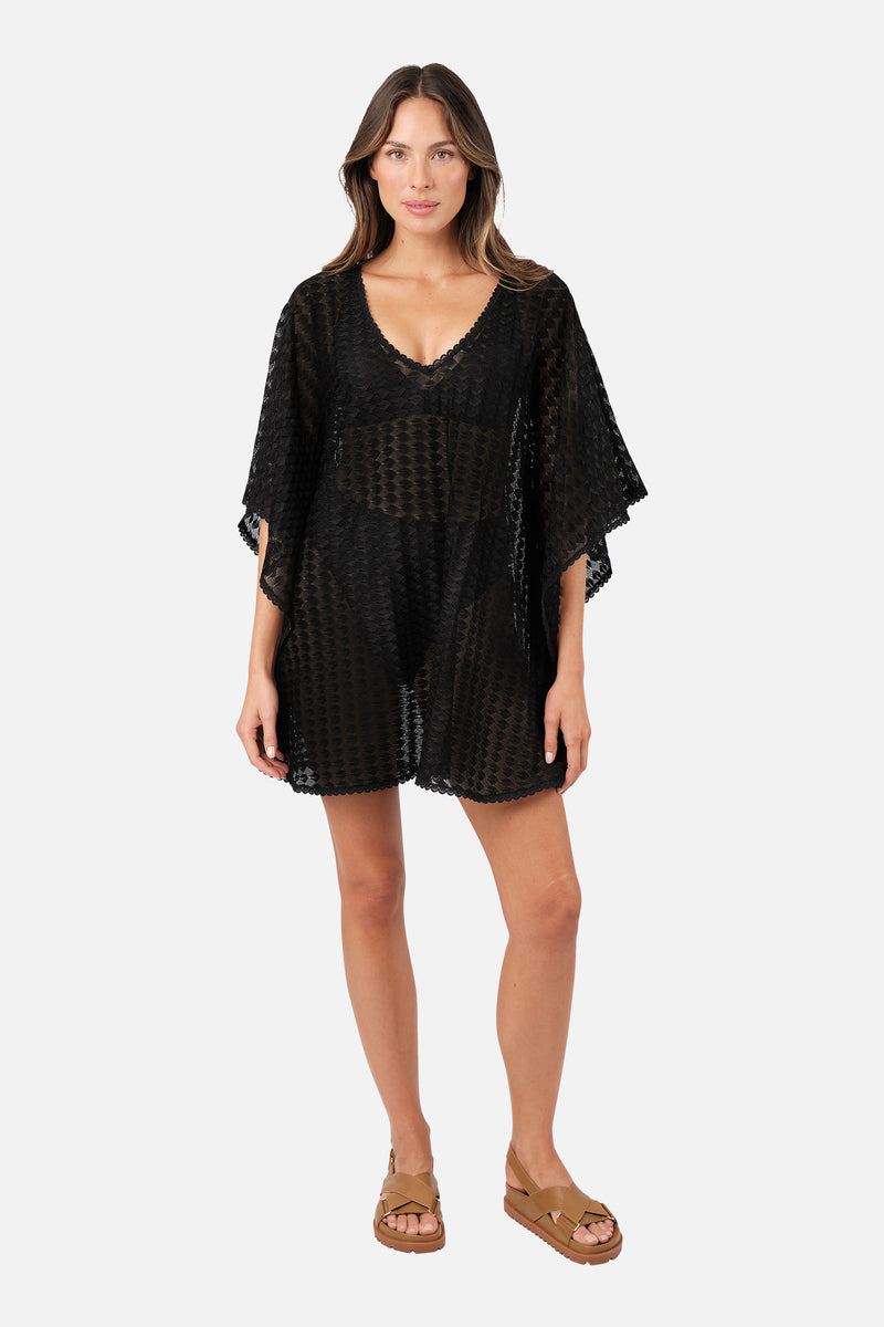 UNE PIECE-Scalloped Lace Kaftan BLACK