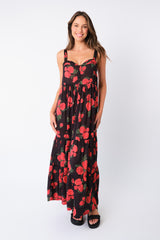 UNE PIECE-Sweetheart Neckline Maxi Dress PLUCKED ROSES