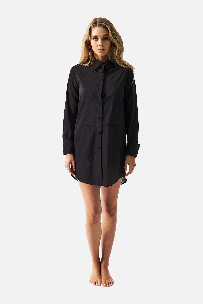 UNE PIECE-Beach Shirt Dress BLACK