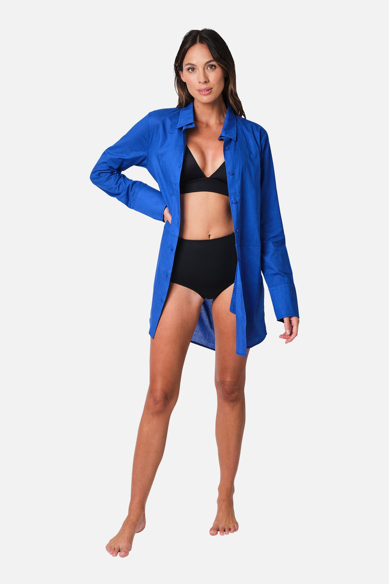 UNE PIECE-Beach Shirt Dress WATEGOS BLUE