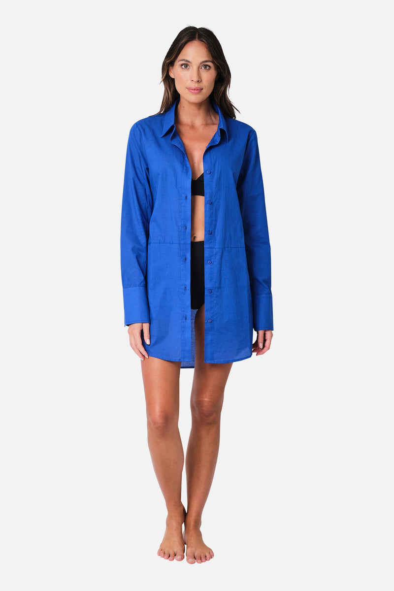 UNE PIECE-Beach Shirt Dress WATEGOS BLUE