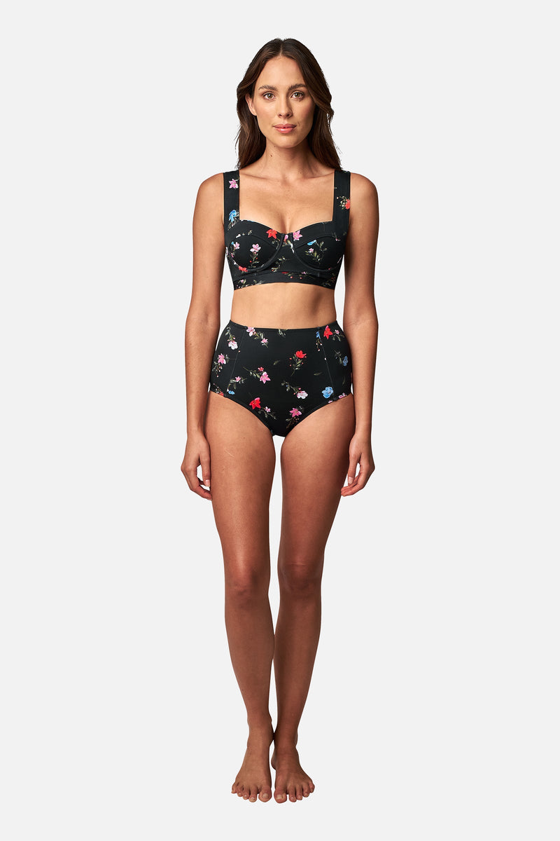 UNE PIECE-Never Say Never High-Waisted Bikini Bottom HAWTHORN BLACK