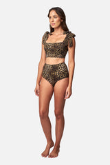 UNE PIECE-Never Say Never High-Waisted Bikini Bottom LEOPARD