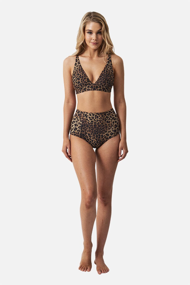 UNE PIECE-Never Say Never High-Waisted Bikini Bottom LEOPARD