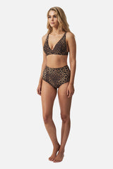 UNE PIECE-Never Say Never High-Waisted Bikini Bottom LEOPARD