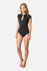 UNE PIECE-Original Sexie Rashie Cap Sleeve POLKA NOIR