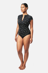 UNE PIECE-Original Sexie Rashie Cap Sleeve POLKA NOIR