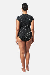 UNE PIECE-Original Sexie Rashie Cap Sleeve POLKA NOIR