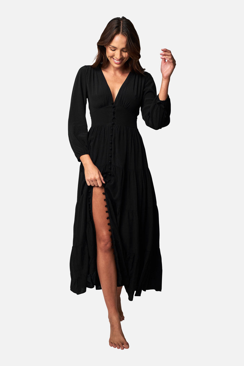 UNE PIECE-Long Sleeve Maxi Dress BLACK